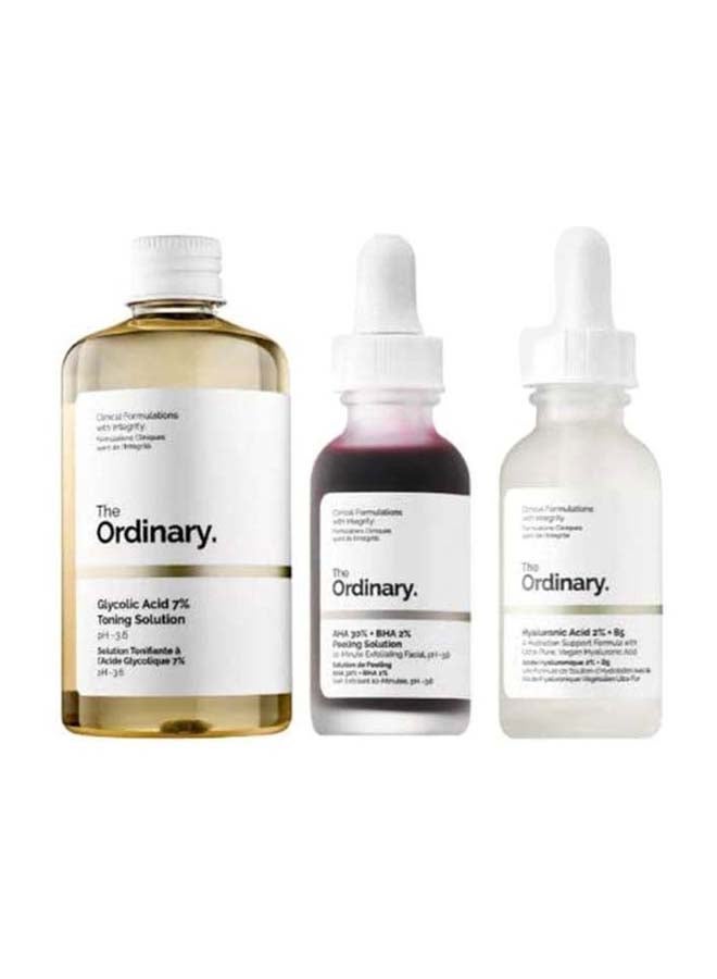 The Ordinary Face Serum Set Peeling Solution 1x30 Toning Solution 1x240 Hyaluronic Acid